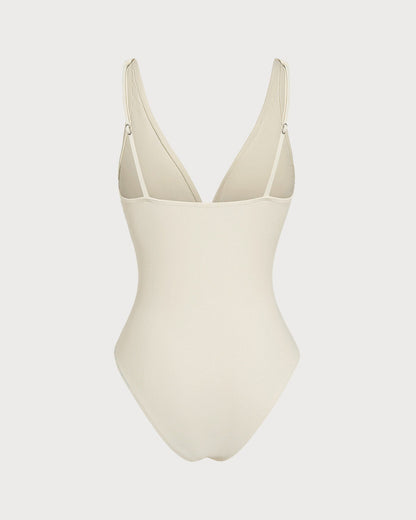 Bañador de una pieza tipo bralette en color blanco roto
