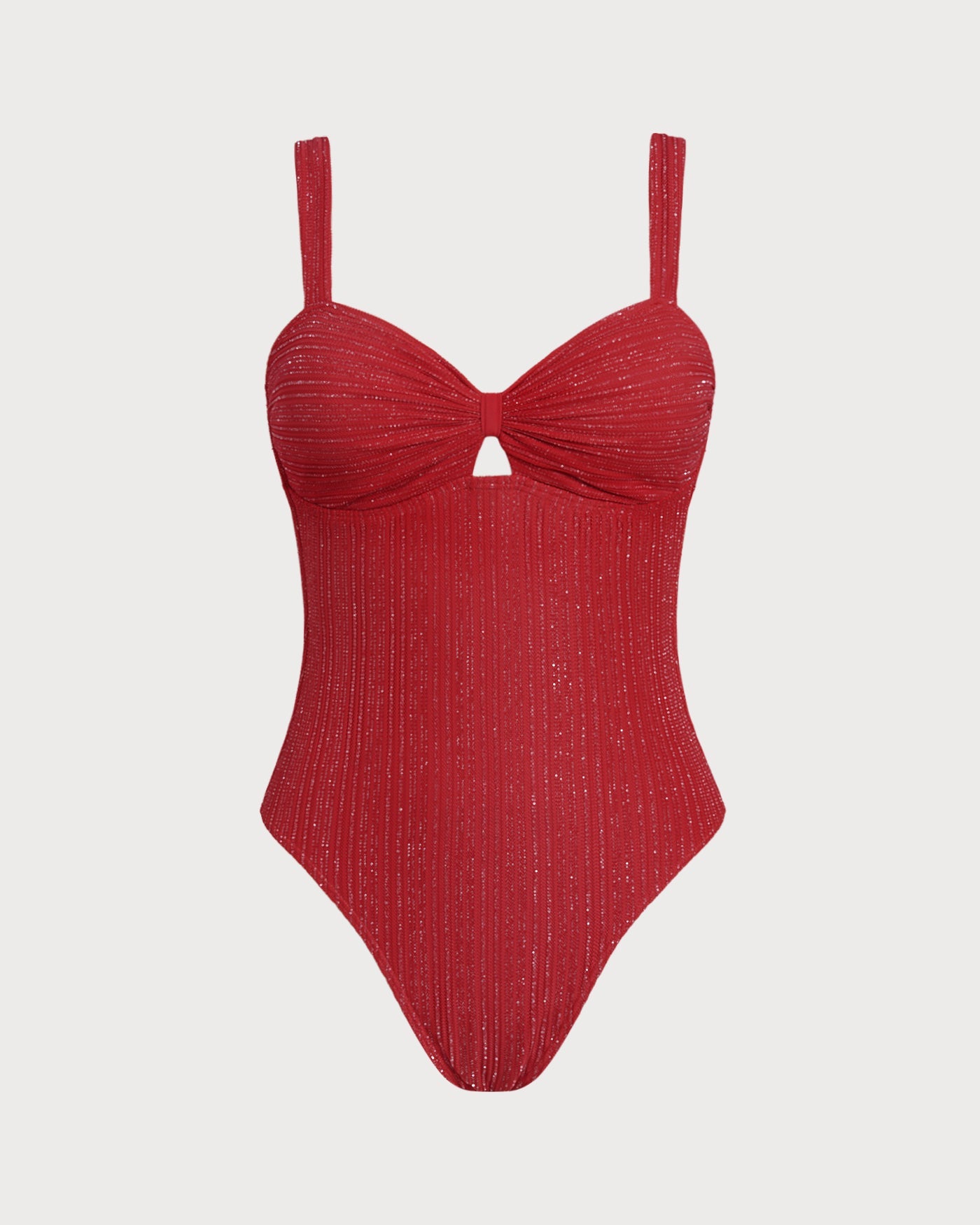 Bañador de una pieza tipo bralette con cuello en V rojo