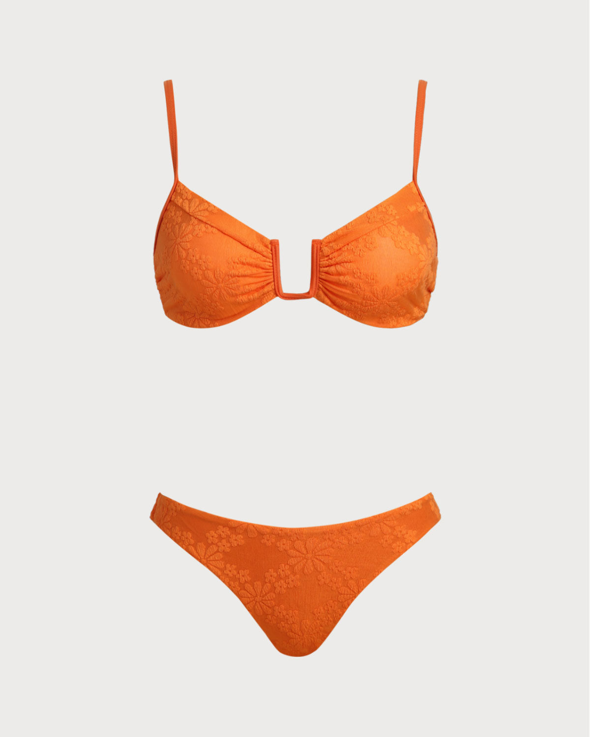 Conjunto de bikini con bralette de jacquard naranja
