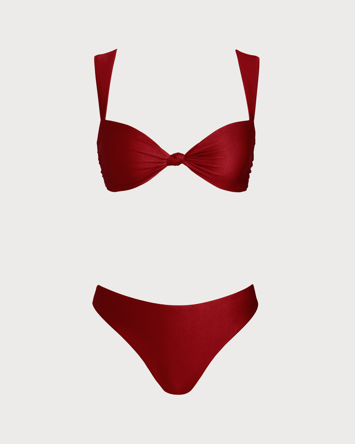 Conjunto de bikini de corte triangular rojo y cintura baja