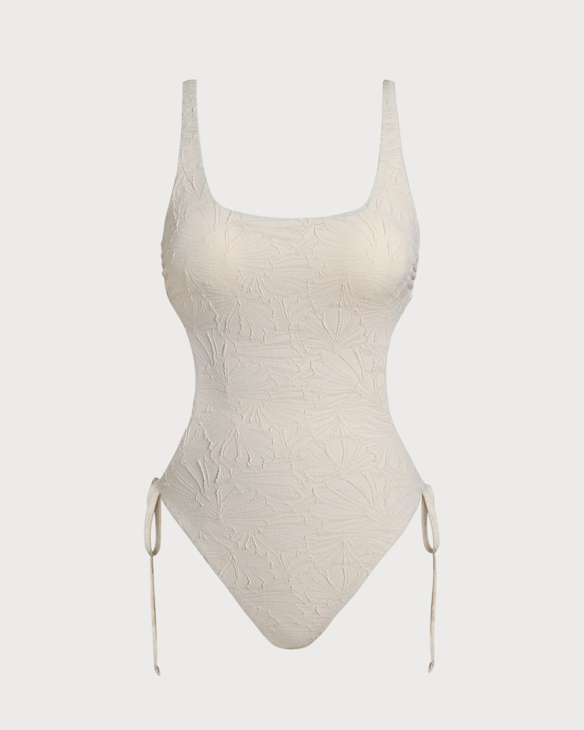Bañador de una pieza tipo bralette en color blanco roto con textura