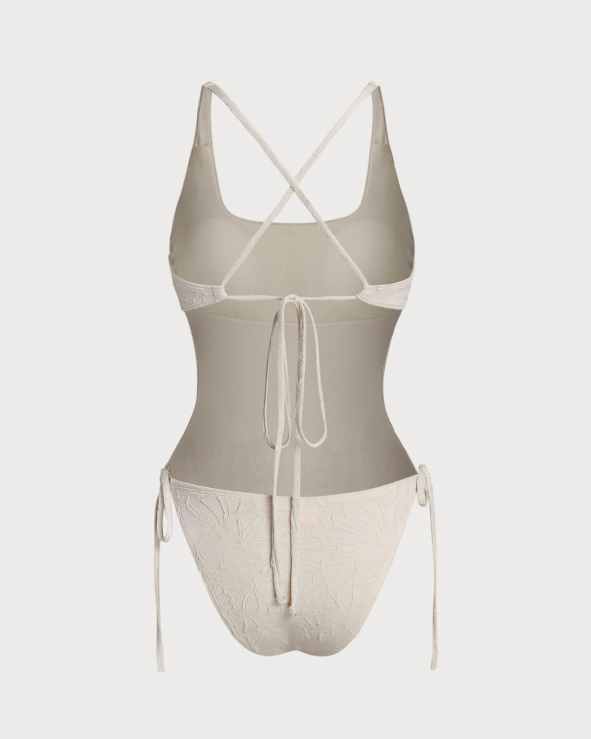 Bañador de una pieza tipo bralette en color blanco roto con textura